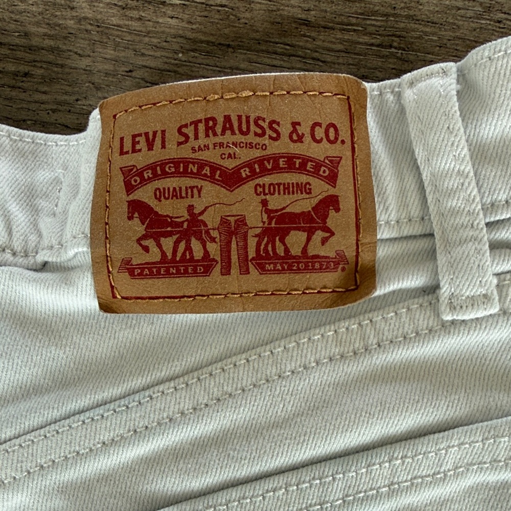 Levi's White High Waist Distressed Jean Shorts - Picture 4 of 13